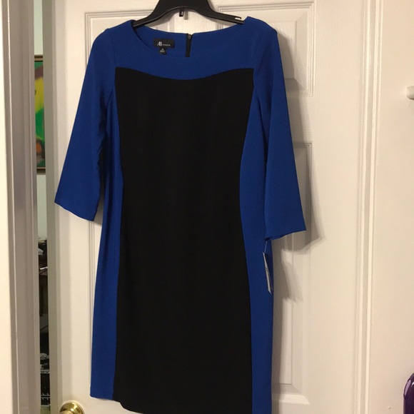 NWT AB Studio Black and Blue Long Sleeve Dress - Picture 4 of 5